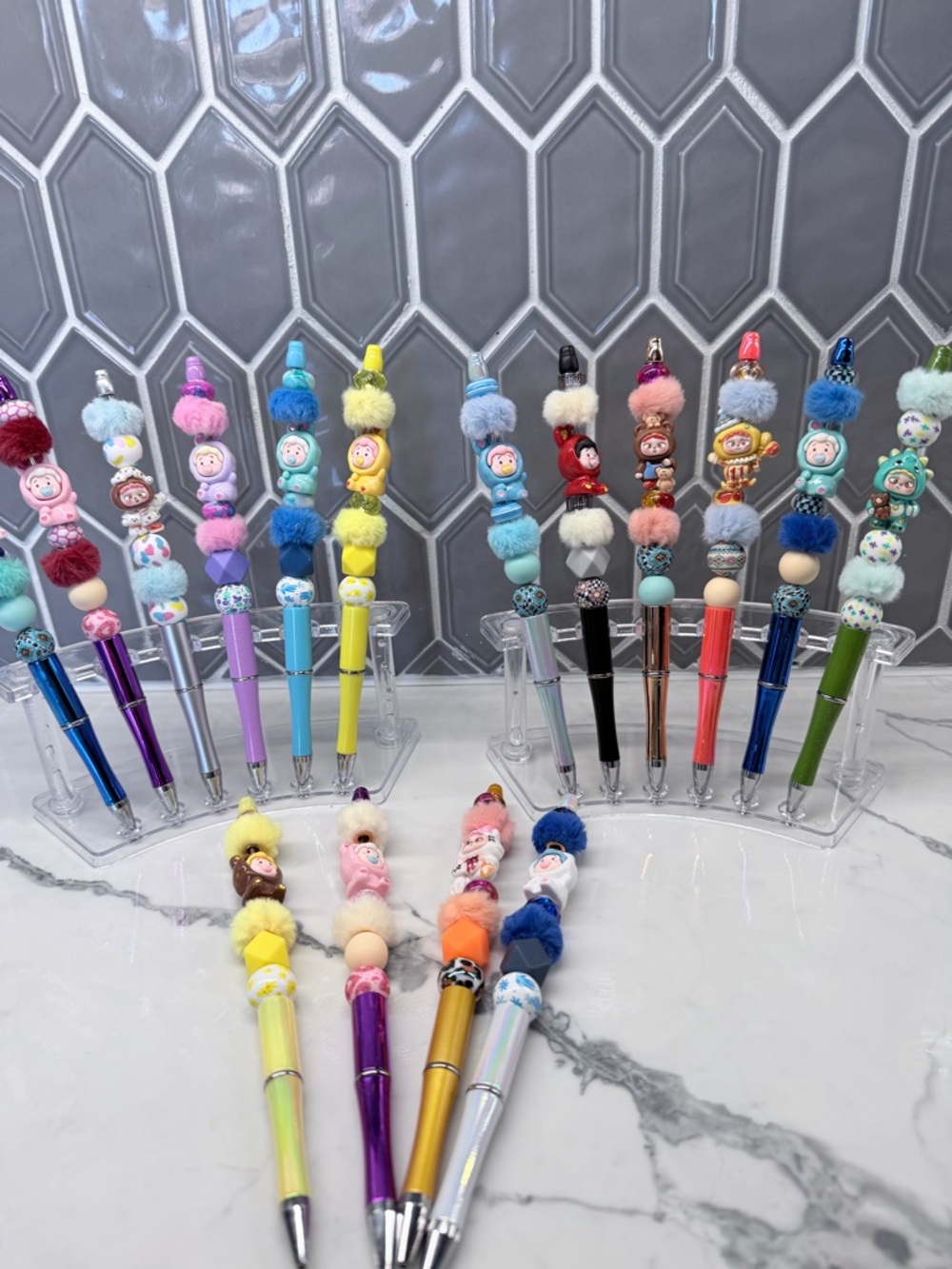 Colorful Pom-Pom Kids Ballpoint Pen - Assorted Colors plus shipping.